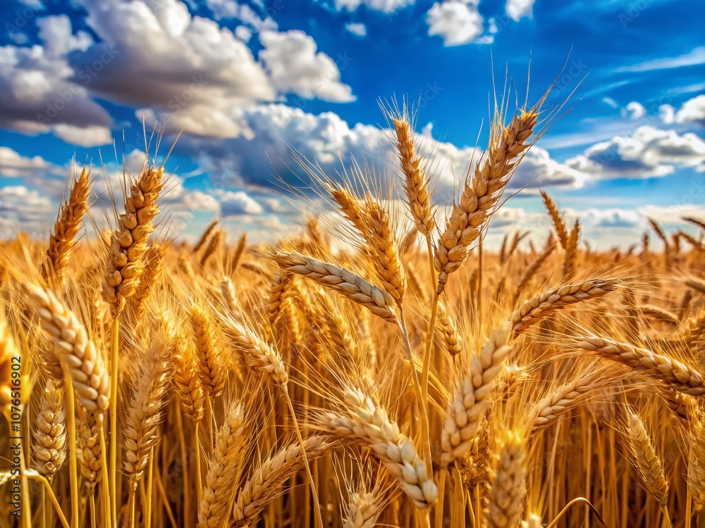Panoramic View of a Lush Cereal Field with Close-up of Ears on a Sunny Summer Day, Capturing the Beauty of Nature's Harvest in Full Bloom Panoramic View of a Lush Cereal Field with Close-up of Ears on a Sunny Summer Day, Capturing the Beauty of Nature's Harvest in Full Bloom