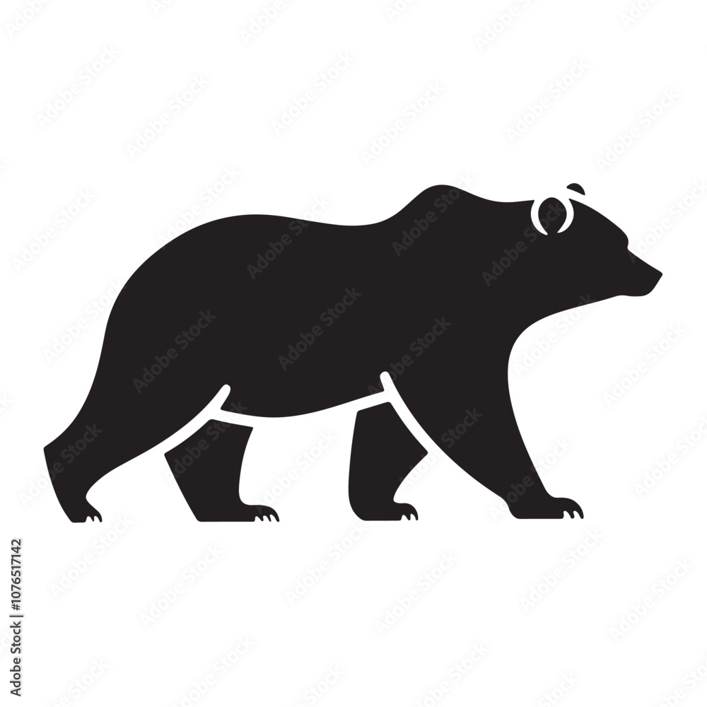 Obraz premium Vector black silhouette of a bear isolated on a white background.