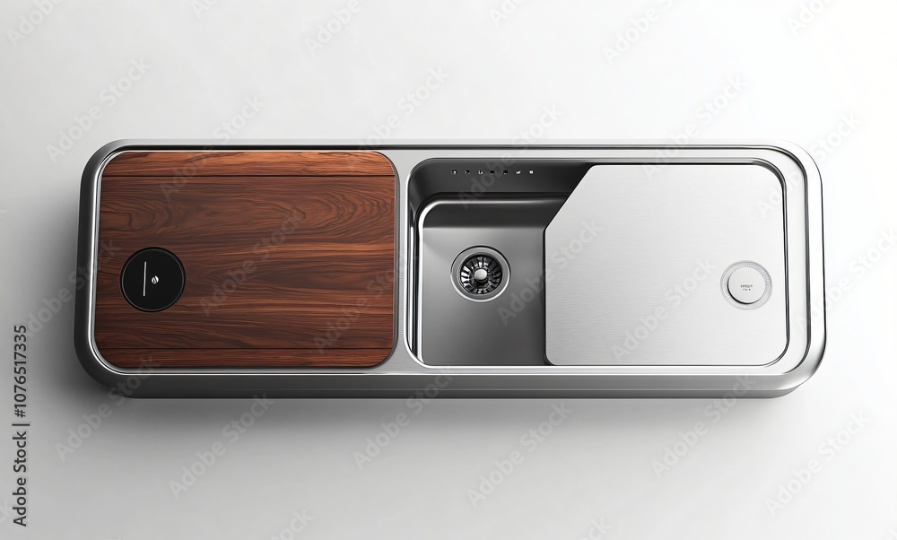 Obraz premium Modern Kitchen Sink with Built in Cutting Board