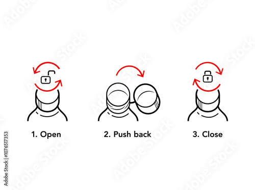 Tethered cap instruction use. The outline icons are well scalable and editable. Contrasting elements are good for different backgrounds. EPS10.	