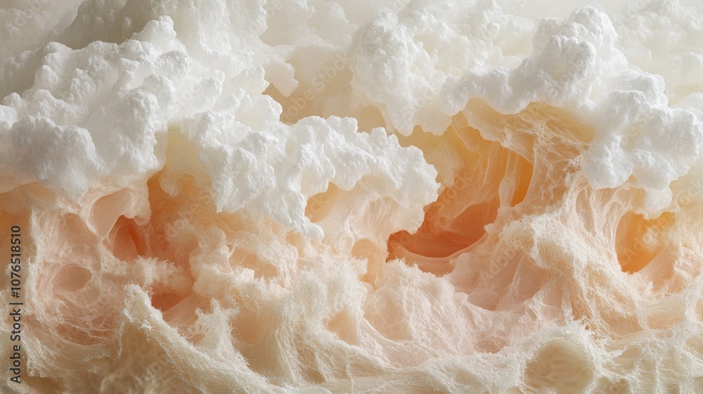 Ethereal Swirls of Soft Coral and White Textures in Abstract Art