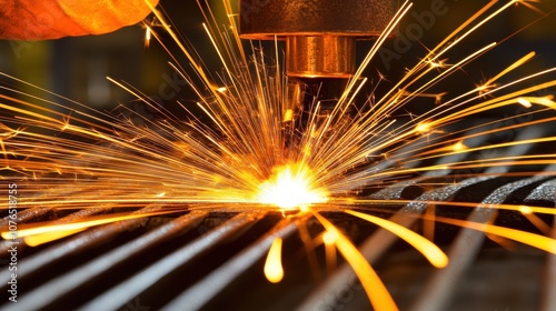 Sparks Flying from Metalwork in Industrial Setting