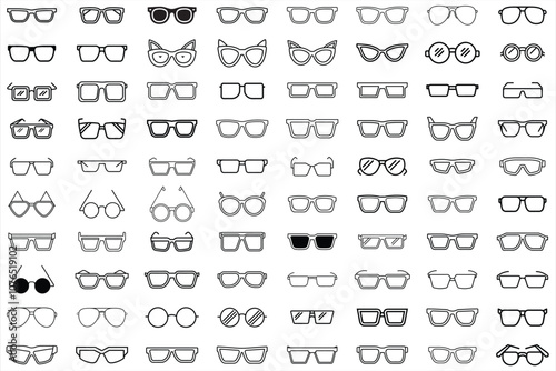 Collection of sunglass Outline vector illustration