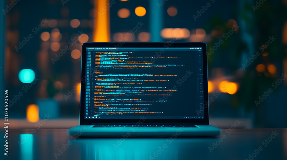Explore coding trends with a laptop at night Explore coding trends with a laptop at night