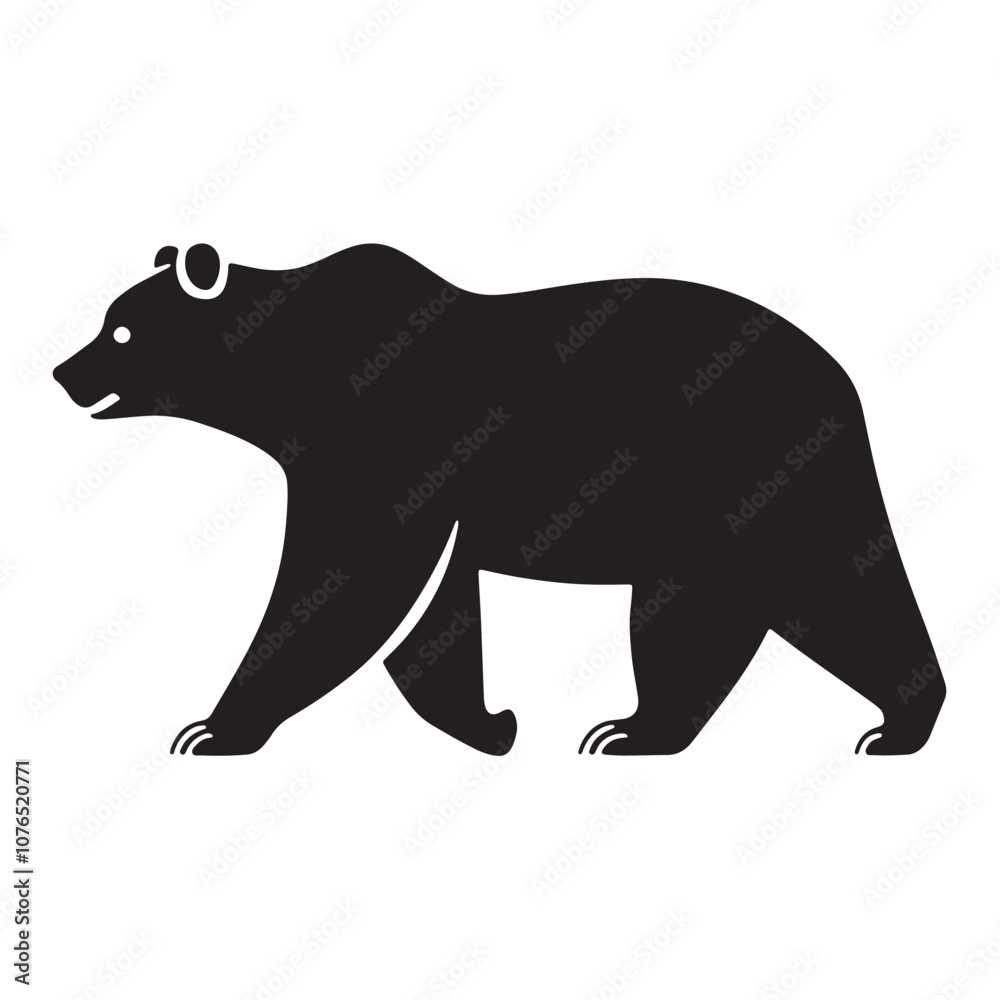 Obraz premium Vector black silhouette of a bear isolated on a white background.
