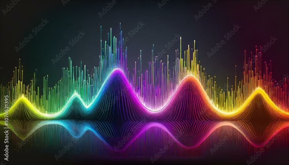 Colorful sound wave visualization on a dark backgrounds Colorful sound wave visualization on a dark backgrounds