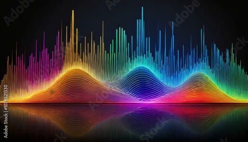 Colorful sound wave visualization on a dark background