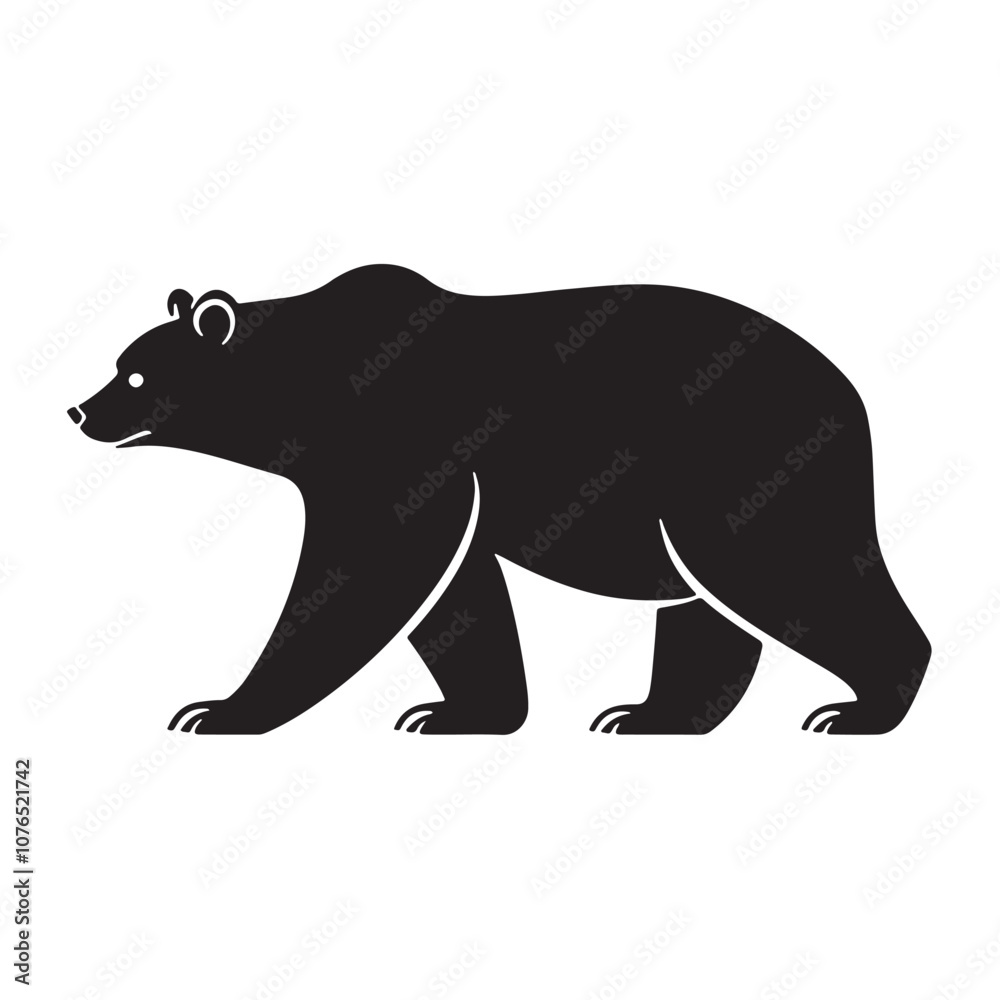 Vector black silhouette of a bear isolated on a white background. Vector black silhouette of a bear isolated on a white background.