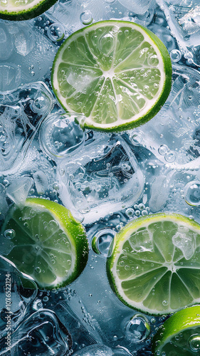 cool sparkling water with lime