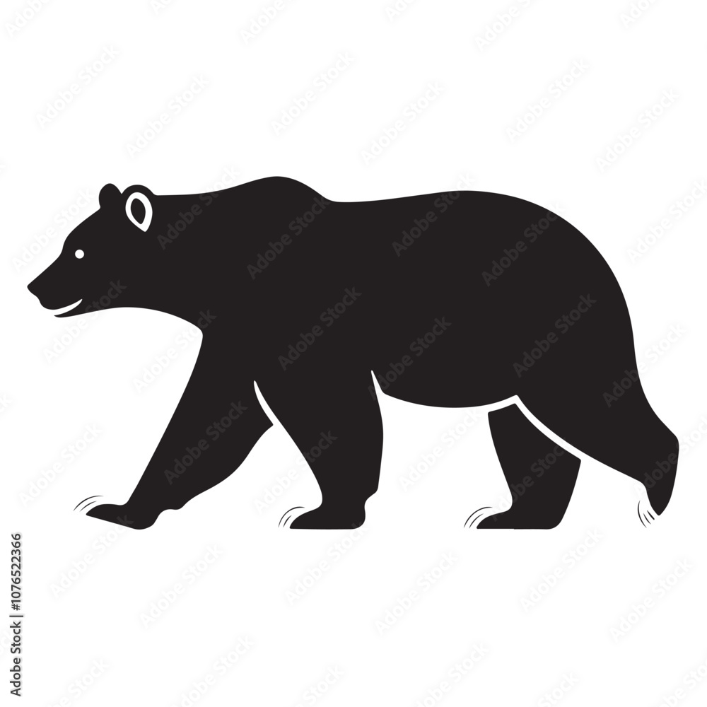 Fototapeta premium Vector black silhouette of a bear isolated on a white background.