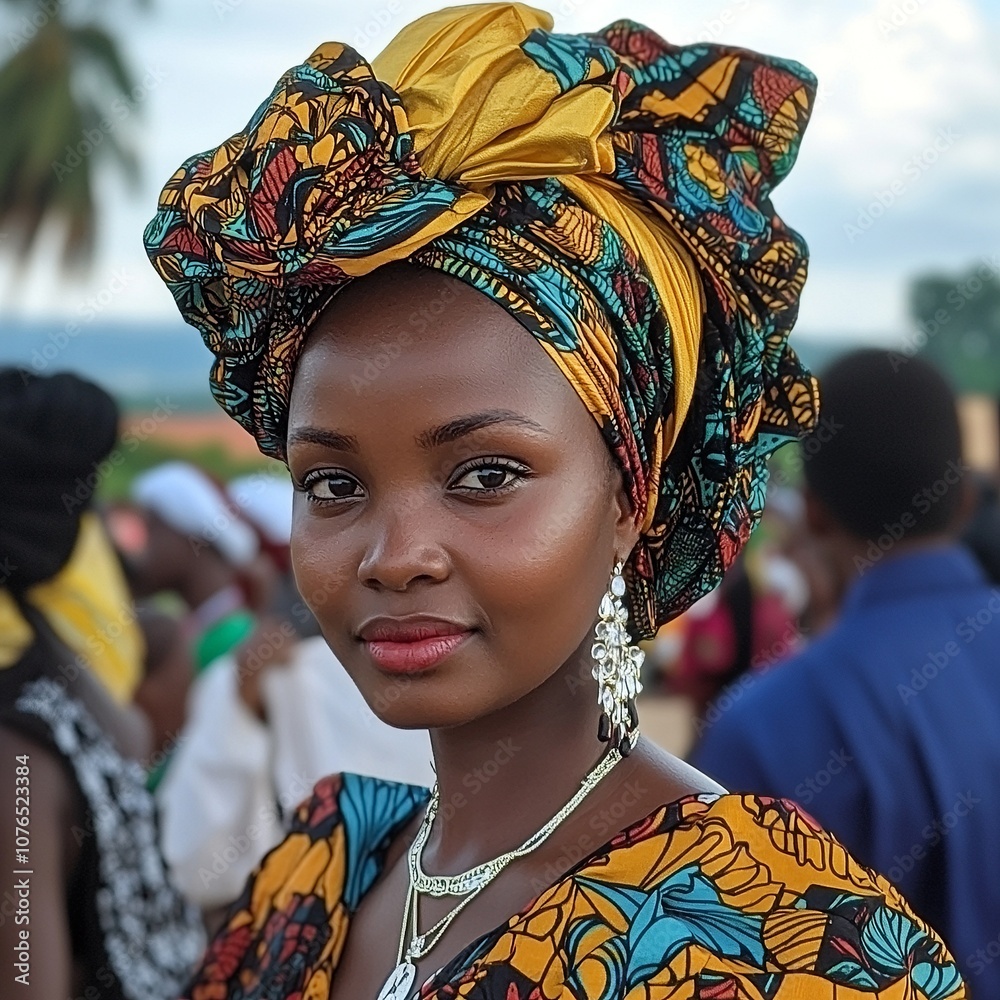 Fototapeta premium a woman wearing traditional Ugandan gomesi at a cultural event