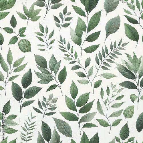 Wallpaper Mural seamless pattern with leaves Torontodigital.ca
