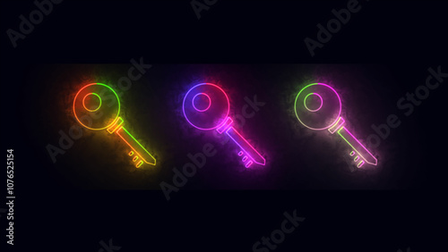 Neon Key vector icon in glyph style