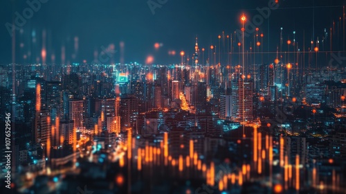 Wallpaper Mural Cityscape with Digital Overlay Torontodigital.ca