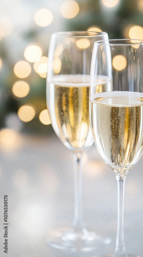 Celebration with clinking champagne glasses and soft sparkles for festive occasions Celebration with clinking champagne glasses and soft sparkles for festive occasions