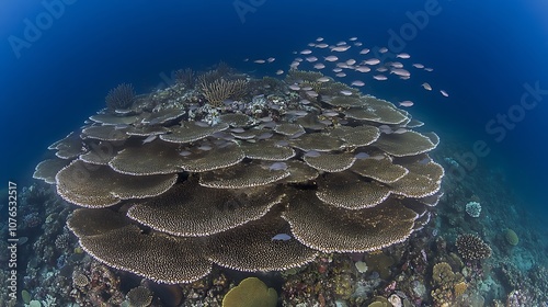 A Large Colony of Plate Corals in a Reef Ecosystem photo