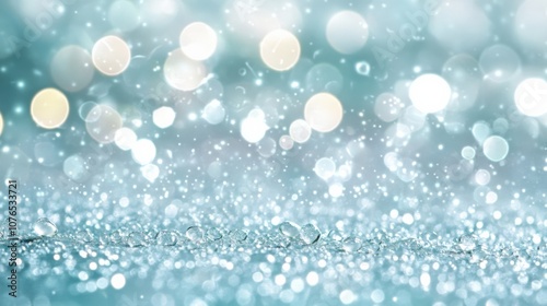 Mesmerizing Bokeh Effect with Water Droplets on a Sparkling Surface