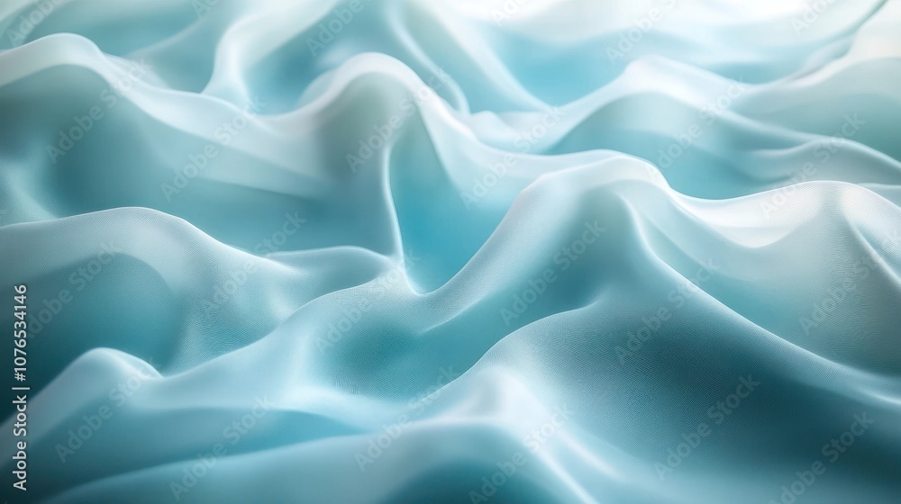 Obraz premium A close-up view of soft, flowing blue fabric creating a serene and tranquil atmosphere.