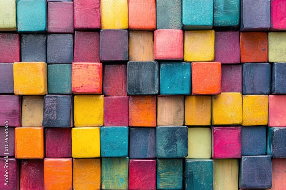 A close-up view of a group of brightly colored building blocks, ideal for illustrating creativity and imagination A close-up view of a group of brightly colored building blocks, ideal for illustrating creativity and imagination