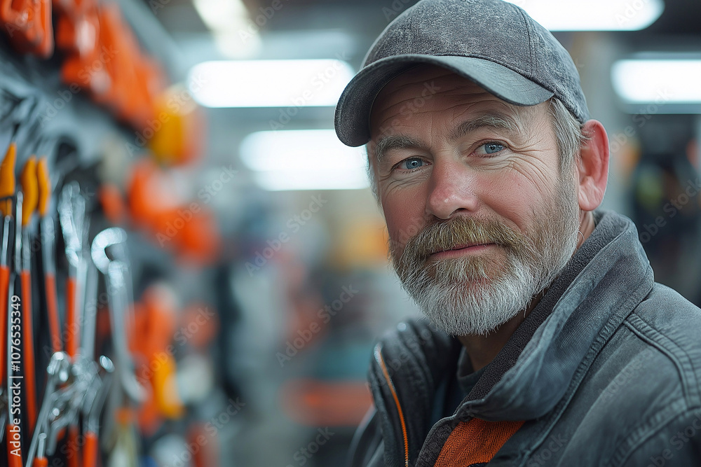 gray-haired man consultant in a hardware store gray-haired man consultant in a hardware store