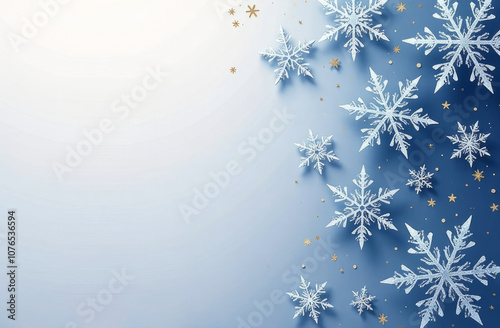 Winter wonderland concept with festive snowflakes for holiday design and seasonal greeting cards space for text in the middle banner