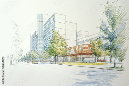 sketch render of high rise building illustration
 photo