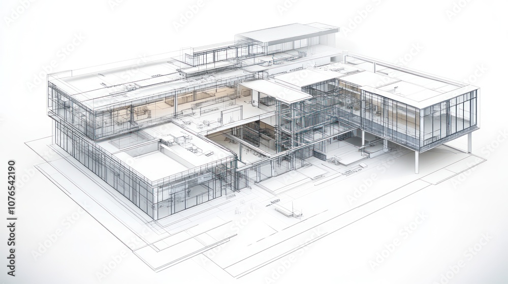 Architectural blueprint of a modern building design. Architectural blueprint of a modern building design.