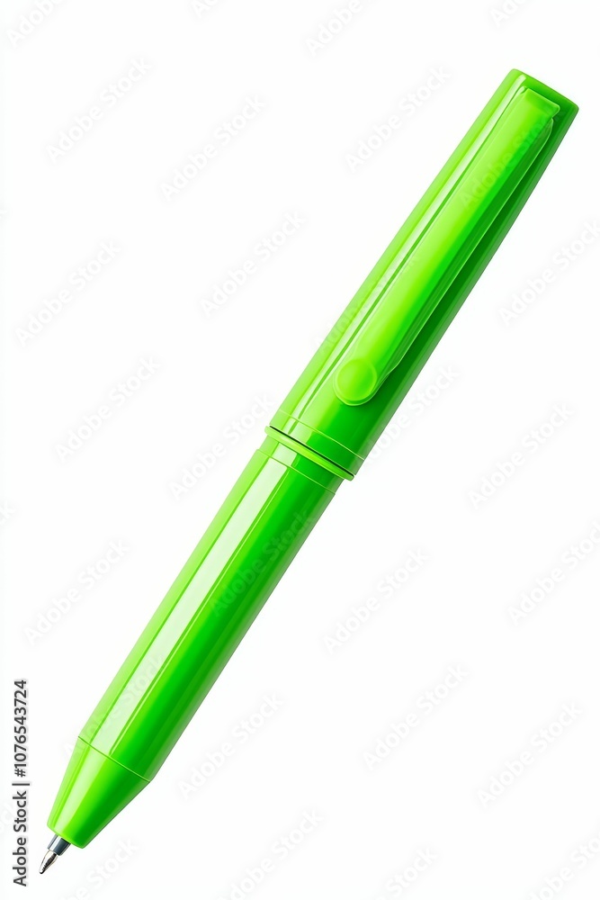 A lime green pen isolated on white. A lime green pen isolated on white.