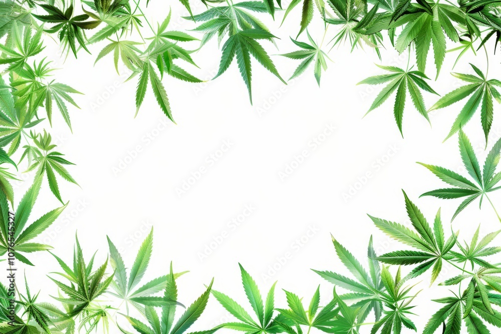 Green Hemp Leaves Border Design for Creative Projects Green Hemp Leaves Border Design for Creative Projects