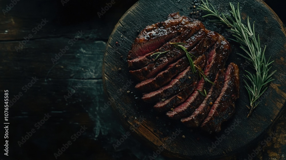 Juicy Slices of Grilled Meat on a Rustic Plate Juicy Slices of Grilled Meat on a Rustic Plate