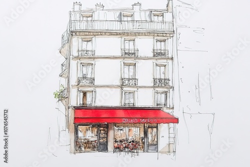 Fototapeta Naklejka Na Ścianę i Meble -  sketch in watercolor with the image of Parisian streets
