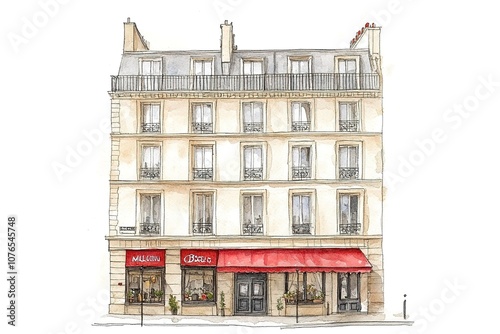 Fototapeta Naklejka Na Ścianę i Meble -  sketch in watercolor with the image of Parisian streets
