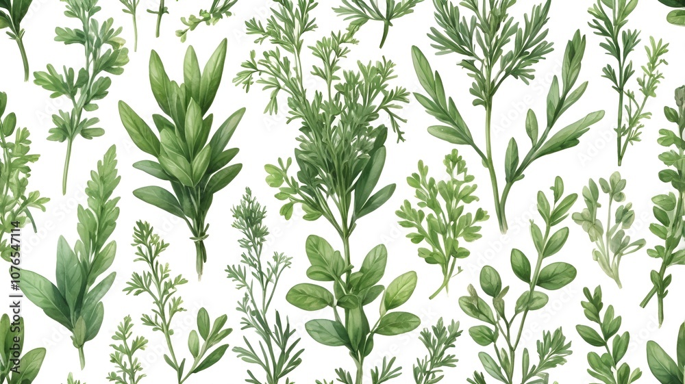 custom made wallpaper toronto digitalAssorted herb illustration pattern for a fresh botanical design