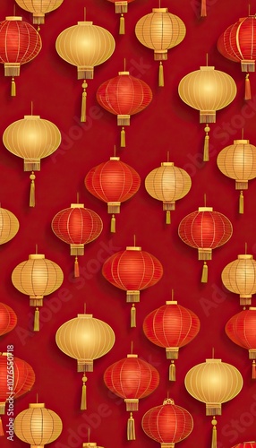 Vertical red background design with lanterns for Chinese New Year.Envelope for chinese new year celebrations and festive occasions. 2025 year of the snake chinese new year. 3d render 