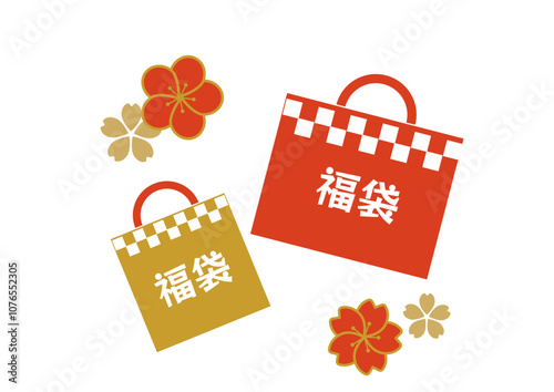 福袋バーゲンセール　梅と桜和風アイコン
