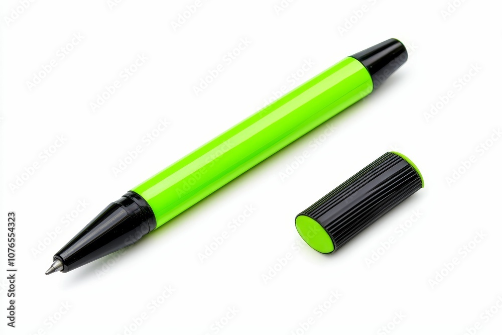 Green pen with black cap and tip. Green pen with black cap and tip.