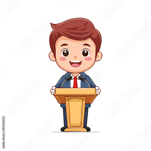 Public Speaker Guard Cute Worker Work Job Profession Professional Occupation Cartoon Character
