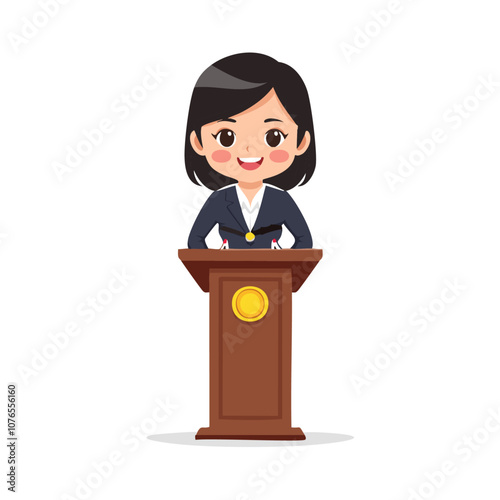 Public Speaker Guard Cute Worker Work Job Profession Professional Occupation Cartoon Character
