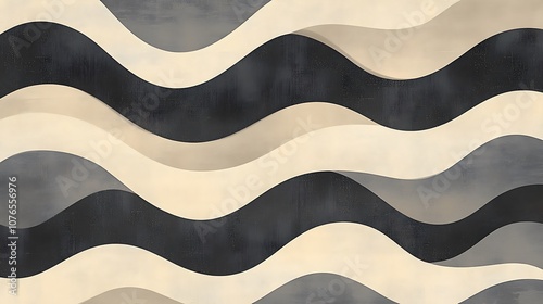 Abstract Wave Pattern with Black, Gray, and Beige Tones photo