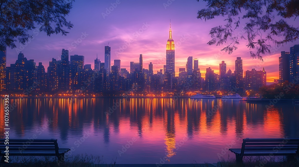 Fototapeta premium sunset over the river