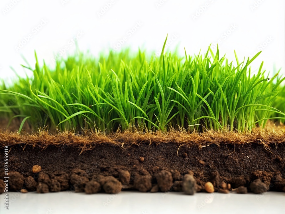 Tilt-Shift Photography of Isolated Green Grass with Soil on White Background, Showcasing Nature's Texture and Vibrant Colors for Landscaping and Gardening Inspiration Tilt-Shift Photography of Isolated Green Grass with Soil on White Background, Showcasing Nature's Texture and Vibrant Colors for Landscaping and Gardening Inspiration