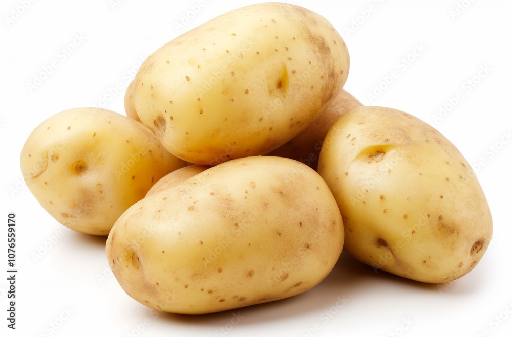 Fresh potatoes resting on a white background Fresh potatoes resting on a white background