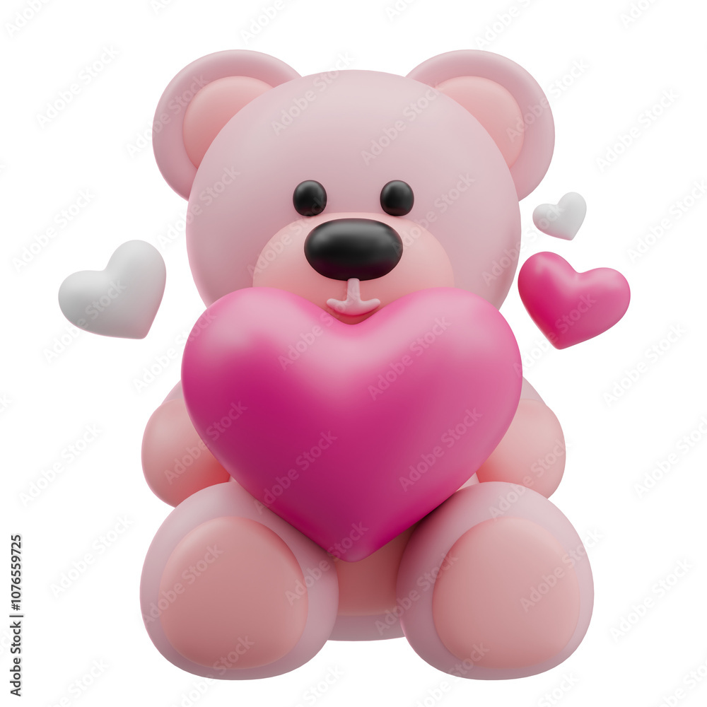 Cute Plush Teddy Bear Holding Heart Surrounded by Floating Hearts Cute Plush Teddy Bear Holding Heart Surrounded by Floating Hearts