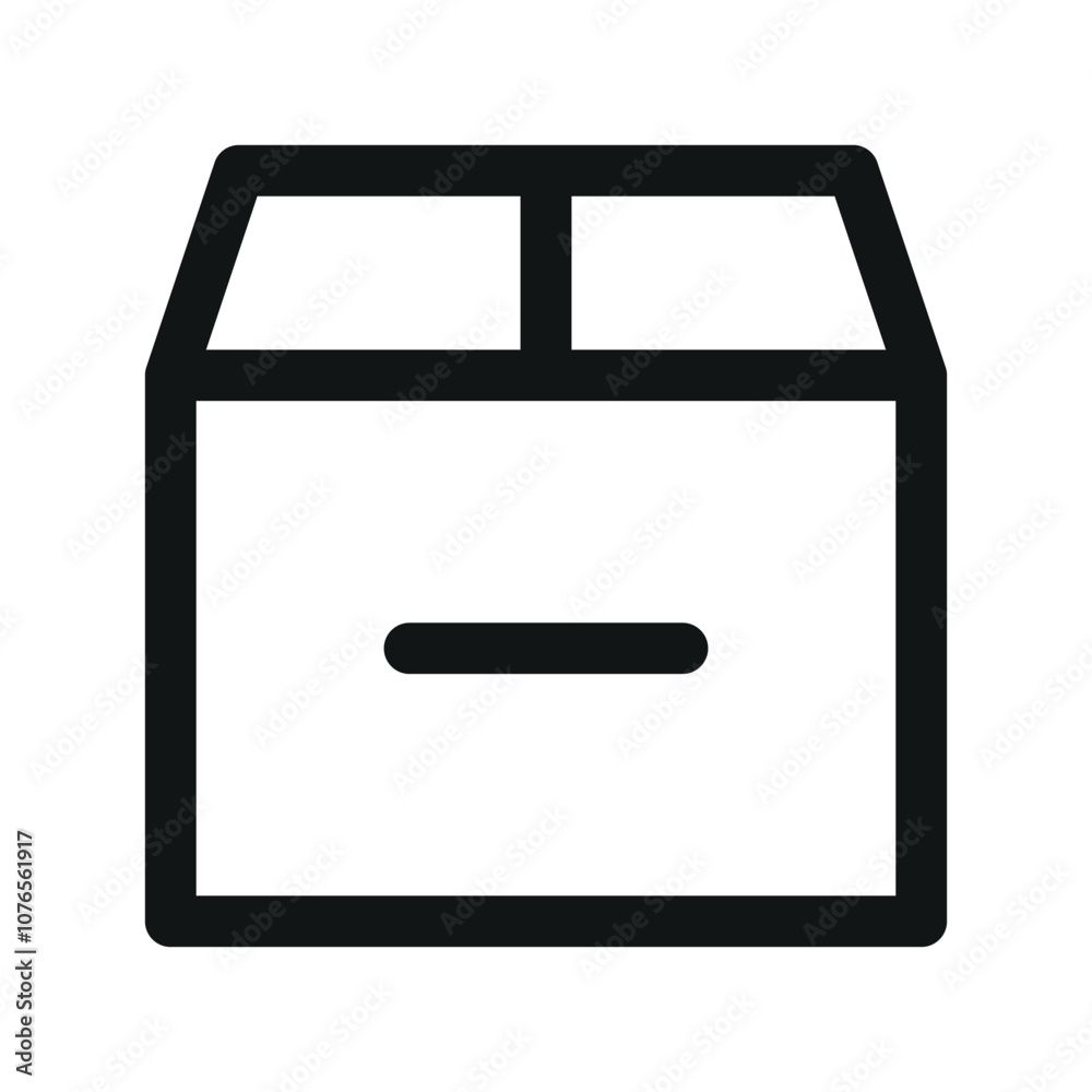 Parcel minus UI icon, cardboard box remove simple line user interface vector symbol