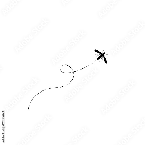 Mosquitoes flying on a dotted route