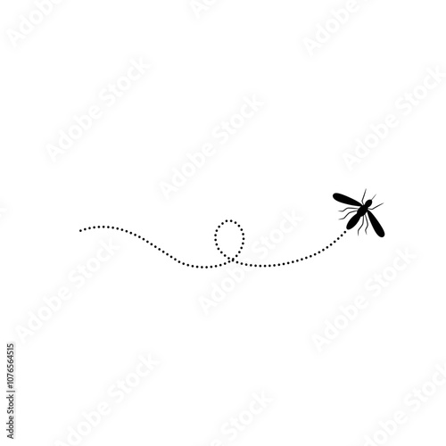 Mosquitoes flying on a dotted route