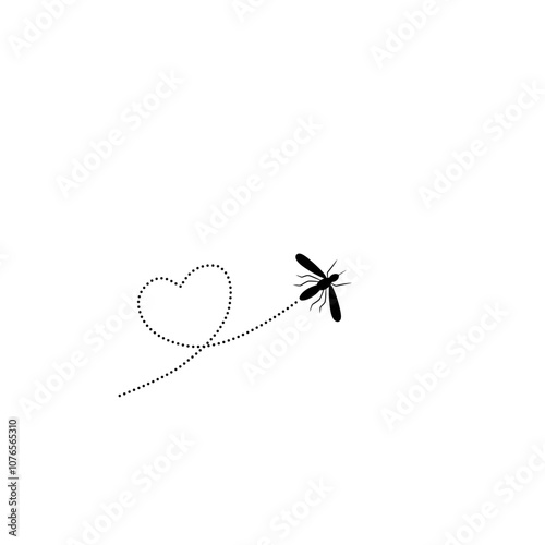 Mosquitoes flying on a dotted route