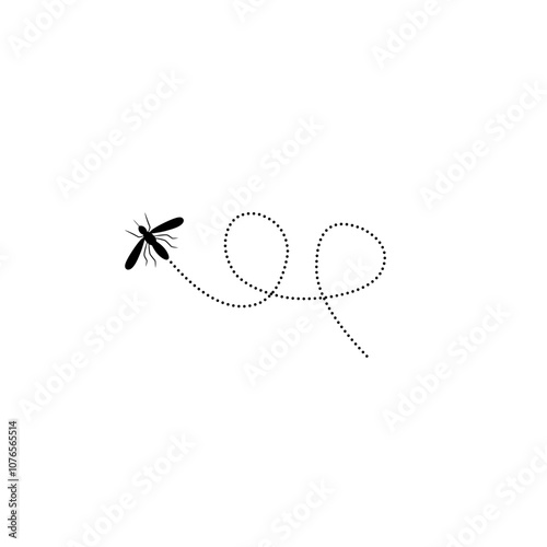 Mosquitoes flying on a dotted route