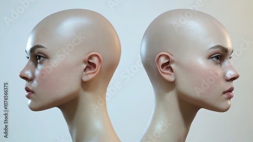 Blank white female head - side and front view

 photo