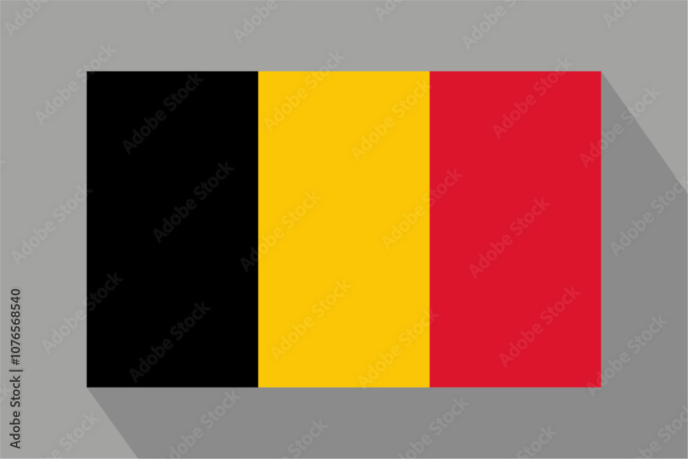 Fototapeta premium Belgian flag with shadow, vector illustration. The national flag of Belgium.